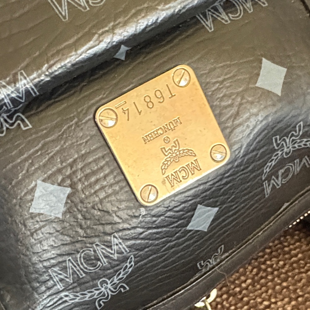 MCM Visetos Black Boston Bag and Logo Charm - Picture 9 of 11